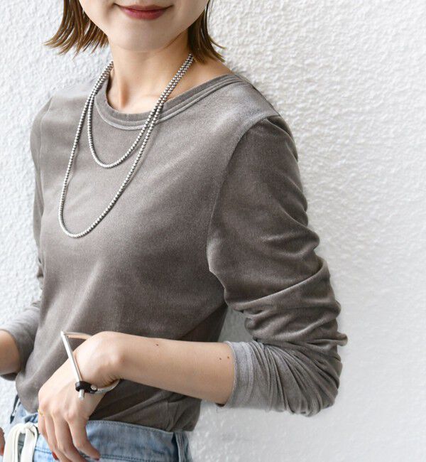 SHIPS for women「〈手洗い可能〉シアー トリコット  ポリエステル ベロア 前後2WAY ロングスリーブ」|Tシャツ・カットソー|