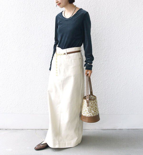 SHIPS for women「〈手洗い可能〉シアー トリコット  ポリエステル ベロア 前後2WAY ロングスリーブ」|Tシャツ・カットソー|