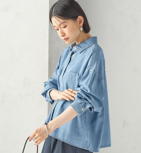 SHIPS for women「〈洗濯機可能〉ライトオンス デニム ショート シャツ」|シャツ・ブラウス|