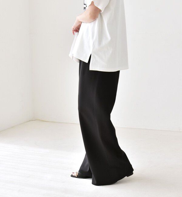 quaranciel「《一部追加予約》quaranciel:〈手洗い可能〉バイアス ストレッチ イージー ワイド パンツ」|その他|