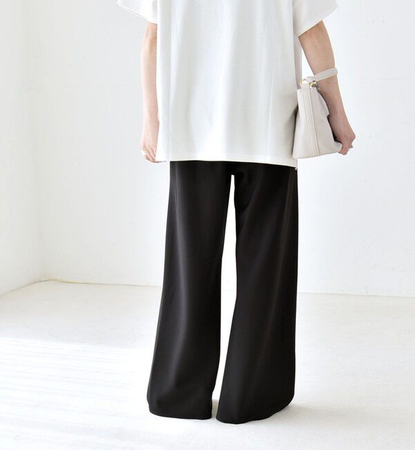 quaranciel「《一部追加予約》quaranciel:〈手洗い可能〉バイアス ストレッチ イージー ワイド パンツ」|その他|