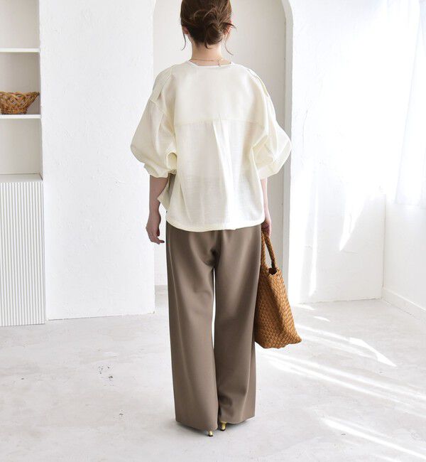 quaranciel「《一部追加予約》quaranciel:〈手洗い可能〉バイアス ストレッチ イージー ワイド パンツ」|その他|