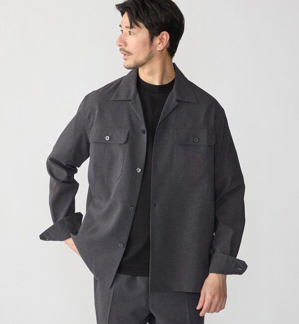 SHIPS「SHIPS:〈撥水/防しわ/洗濯機可能〉DOT AIR(R)オープンカラーシャツ(セットアップ対応)」|シャツ・ブラウス|