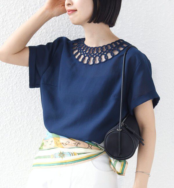 SHIPS for women「〈手洗い可能〉襟 刺繍 デザイン ヴィンテージ スパン ブラウス」|シャツ・ブラウス|
