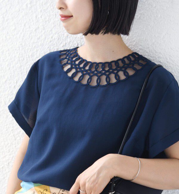 SHIPS for women「〈手洗い可能〉襟 刺繍 デザイン ヴィンテージ スパン ブラウス」|シャツ・ブラウス|