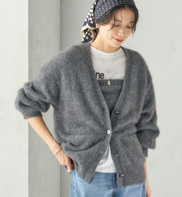 SHIPS for women「《予約》杢 フォックス カシミヤ Vネック カーディガン」|カーディガン|グレー
