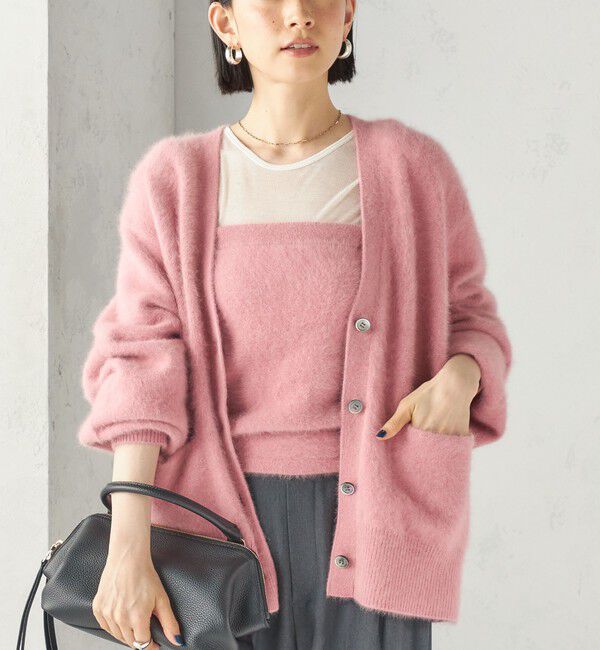 SHIPS for women「《予約》杢 フォックス カシミヤ Vネック カーディガン」|カーディガン|ピンク