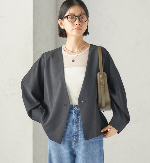 SHIPS for women「〈手洗い可能〉フレンチ ツイル ドルマン ジャケット」|ノーカラージャケット|