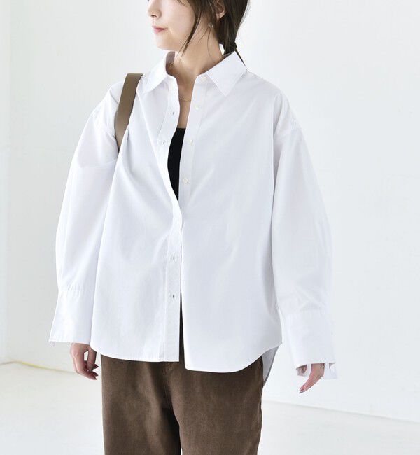 quaranciel「《予約》quaranciel:〈UVカット/洗濯機可能〉UNITO plus レギュラーカラー ルーズ シャツ」|シャツ・ブラウス|