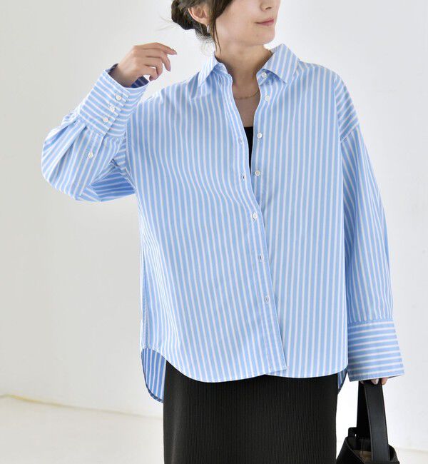 quaranciel「《予約》quaranciel:〈UVカット/洗濯機可能〉UNITO plus レギュラーカラー ルーズ シャツ」|シャツ・ブラウス|