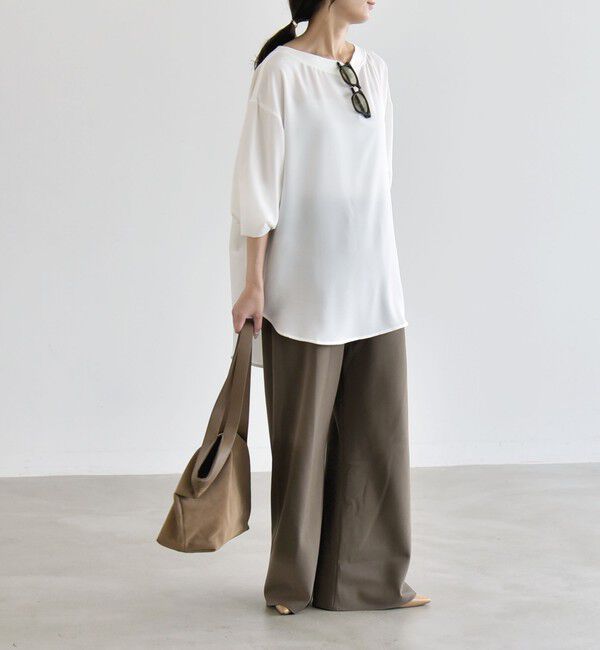 quaranciel「quaranciel:〈手洗い可能〉ジョーゼット リブ オーバーサイズ ブラウス」|シャツ・ブラウス|