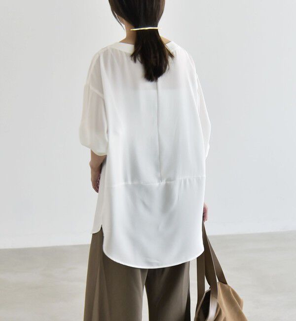 quaranciel「quaranciel:〈手洗い可能〉ジョーゼット リブ オーバーサイズ ブラウス」|シャツ・ブラウス|