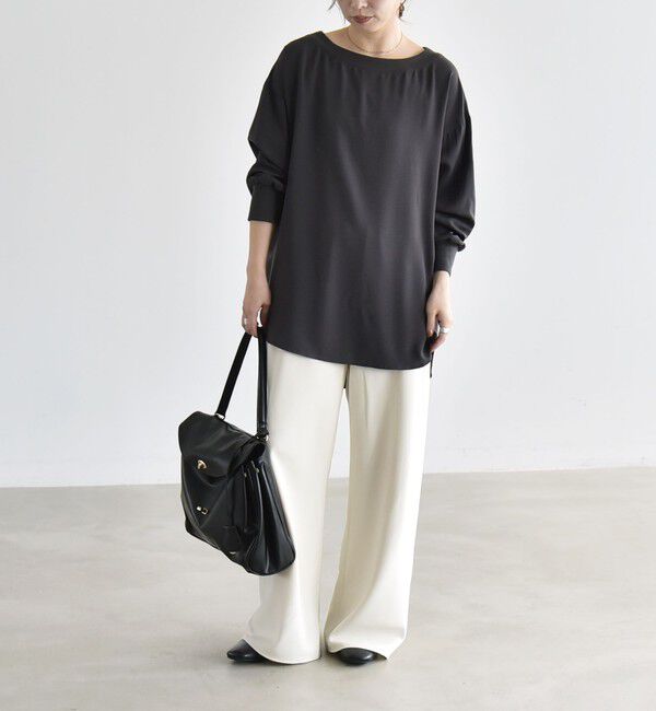 quaranciel「quaranciel:〈手洗い可能〉ジョーゼット リブ オーバーサイズ ブラウス」|シャツ・ブラウス|