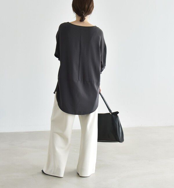 quaranciel「quaranciel:〈手洗い可能〉ジョーゼット リブ オーバーサイズ ブラウス」|シャツ・ブラウス|