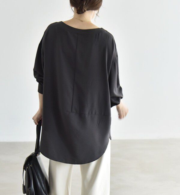 quaranciel「quaranciel:〈手洗い可能〉ジョーゼット リブ オーバーサイズ ブラウス」|シャツ・ブラウス|
