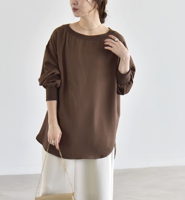 quaranciel「quaranciel:〈手洗い可能〉ジョーゼット リブ オーバーサイズ ブラウス」|シャツ・ブラウス|