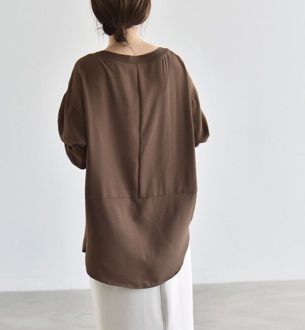 quaranciel「quaranciel:〈手洗い可能〉ジョーゼット リブ オーバーサイズ ブラウス」|シャツ・ブラウス|