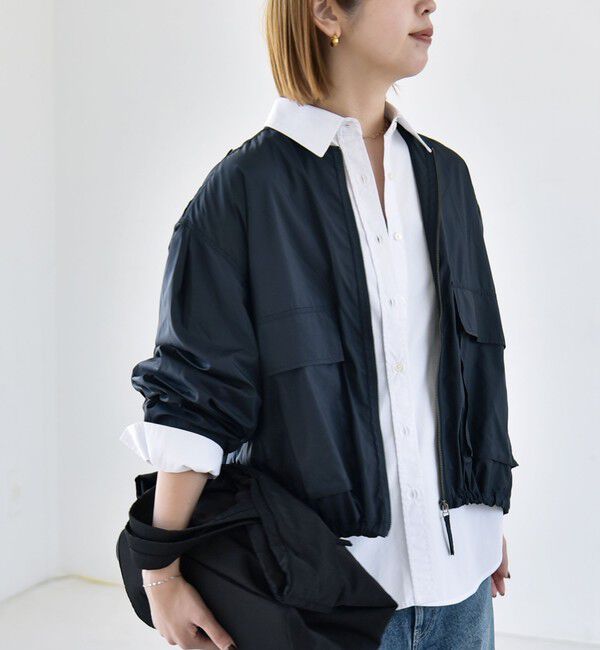quaranciel「《予約》quaranciel:〈防水/防風/洗濯機可能〉LIMONTA EAST ノーカラー ドロスト ブルゾン」|ブルゾン・スタジャン|