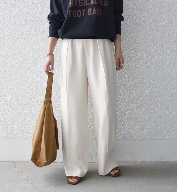 SHIPS any「《予約》SHIPS any:〈洗濯機可能〉ウエスト ボタン 2タック セミワイド パンツ［NAVY BLUE］」|スラックス|