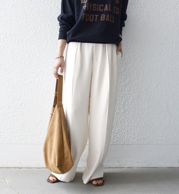 SHIPS any「《予約》SHIPS any:〈洗濯機可能〉ウエスト ボタン 2タック セミワイド パンツ［NAVY BLUE］」|スラックス|