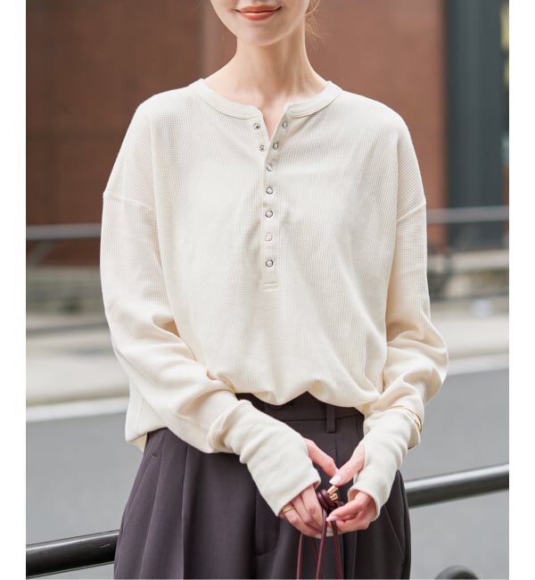 SLOBE IENA「HANES/ヘインズ SLOBE別注 ヘンリーネックワッフル ロンTEE」|Tシャツ・カットソー|