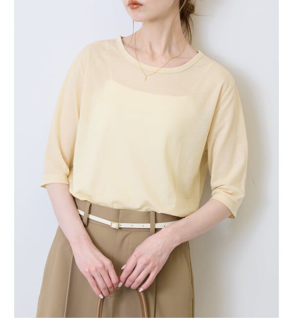 SLOBE IENA「《WEB限定/追加2》シアー天竺5分袖Tシャツ」|Tシャツ・カットソー|