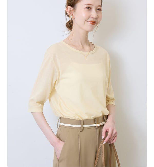 SLOBE IENA「《WEB限定/追加2》シアー天竺5分袖Tシャツ」|Tシャツ・カットソー|