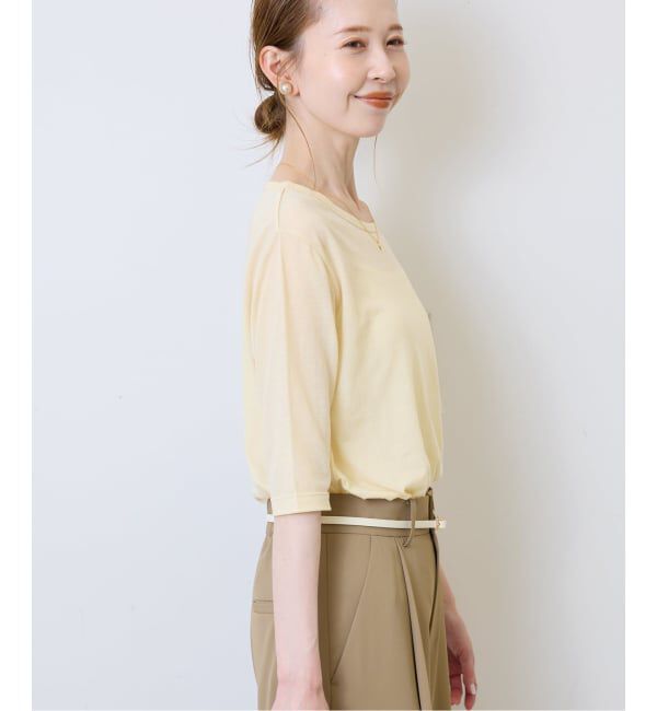 SLOBE IENA「《WEB限定/追加2》シアー天竺5分袖Tシャツ」|Tシャツ・カットソー|