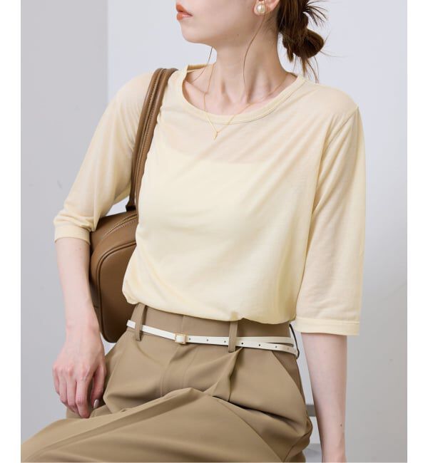 SLOBE IENA「《WEB限定/追加2》シアー天竺5分袖Tシャツ」|Tシャツ・カットソー|
