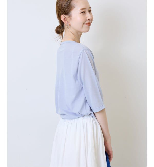 SLOBE IENA「《WEB限定/追加2》シアー天竺5分袖Tシャツ」|Tシャツ・カットソー|
