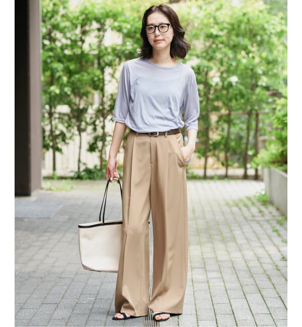SLOBE IENA「《WEB限定/追加2》シアー天竺5分袖Tシャツ」|Tシャツ・カットソー|
