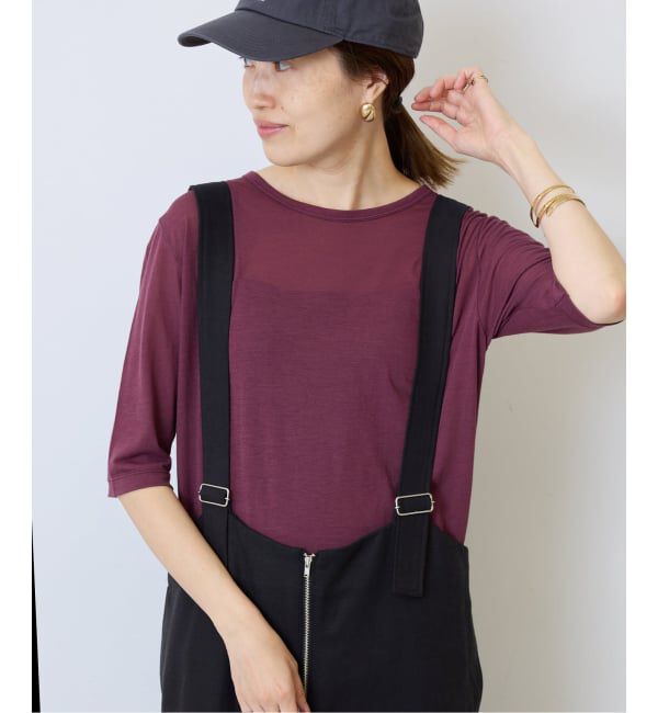 SLOBE IENA「《WEB限定/追加2》シアー天竺5分袖Tシャツ」|Tシャツ・カットソー|