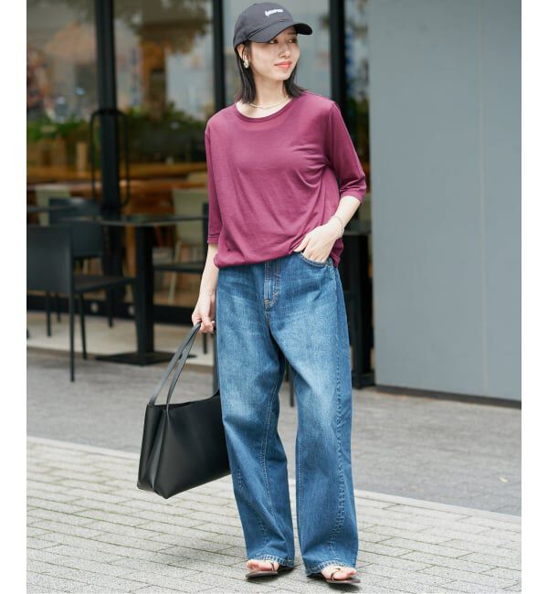 SLOBE IENA「《WEB限定/追加2》シアー天竺5分袖Tシャツ」|Tシャツ・カットソー|