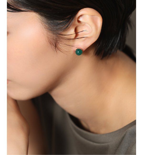 Lilas by Spick&Span「グリーンアゲート8mmカップボールピアス K10（両耳）」|ピアス|