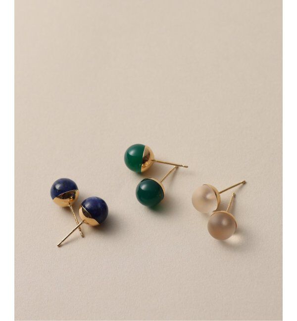 Lilas by Spick&Span「グリーンアゲート8mmカップボールピアス K10（両耳）」|ピアス|