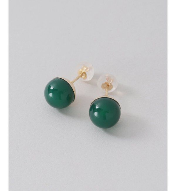 Lilas by Spick&Span「グリーンアゲート8mmカップボールピアス K10（両耳）」|ピアス|