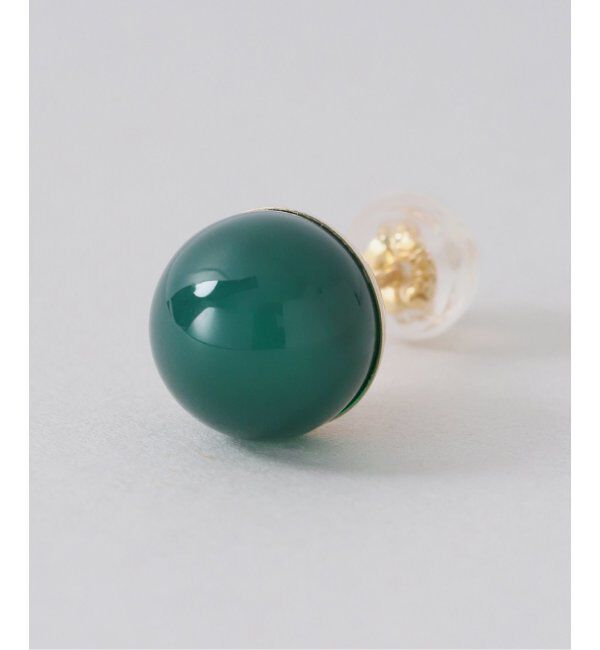 Lilas by Spick&Span「グリーンアゲート8mmカップボールピアス K10（両耳）」|ピアス|