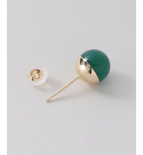 Lilas by Spick&Span「グリーンアゲート8mmカップボールピアス K10（両耳）」|ピアス|