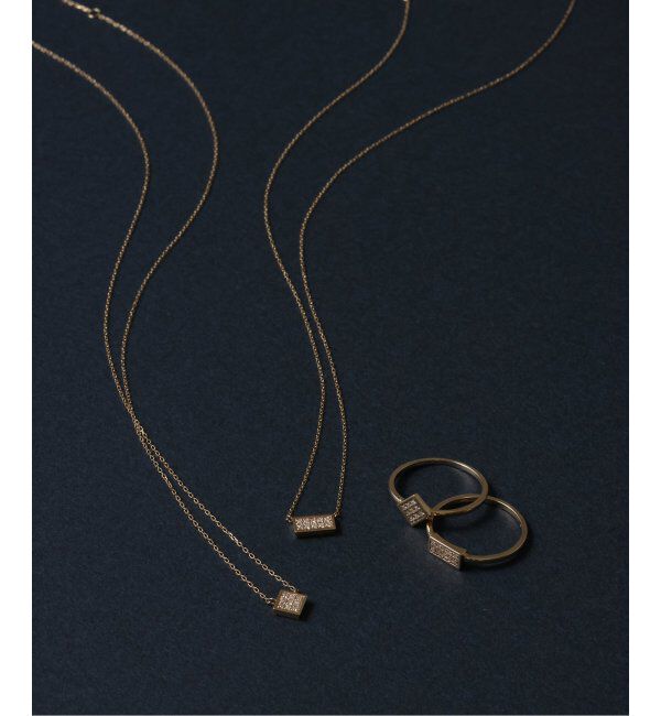 Lilas by Spick&Span「スクエアパヴェダイヤ45cmネックレス K10」|ネックレス|