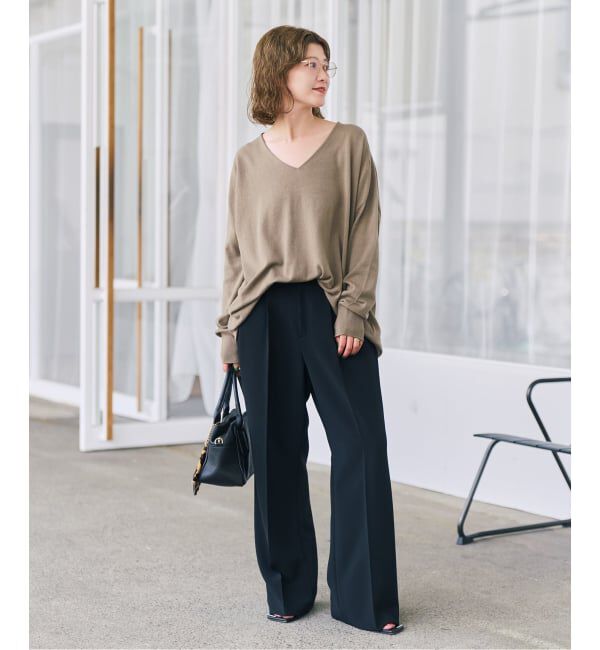 Spick and Span「《全新色 / 追加》コットンバルキーヤーンルーズVネックプルオーバー」|ニット・セーター|