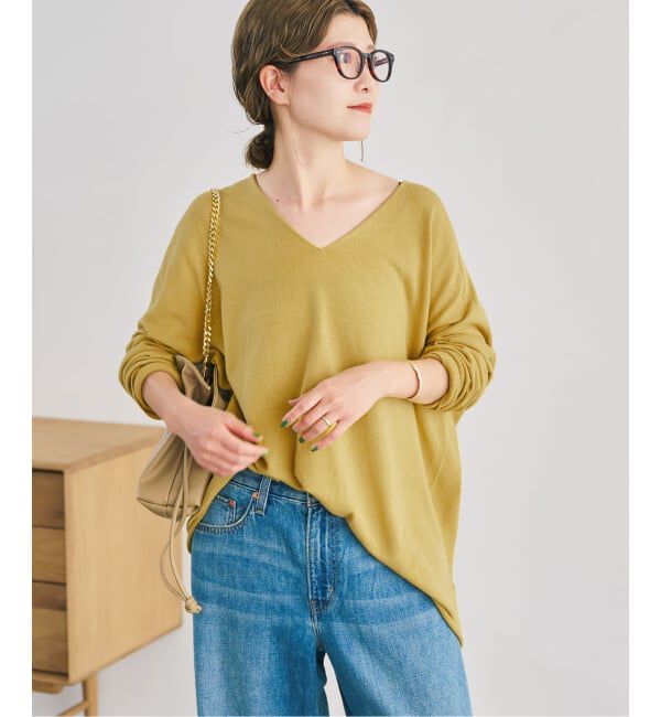 Spick and Span「《全新色 / 追加》コットンバルキーヤーンルーズVネックプルオーバー」|ニット・セーター|