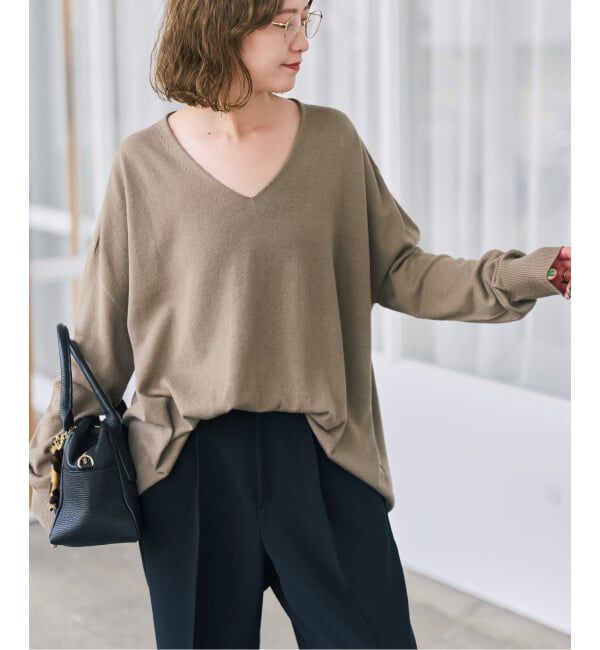 Spick and Span「《全新色 / 追加》コットンバルキーヤーンルーズVネックプルオーバー」|ニット・セーター|
