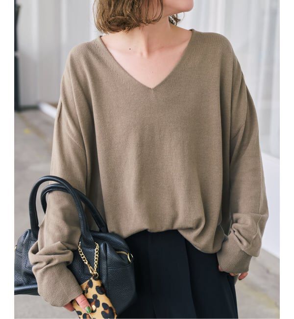 Spick and Span「《全新色 / 追加》コットンバルキーヤーンルーズVネックプルオーバー」|ニット・セーター|