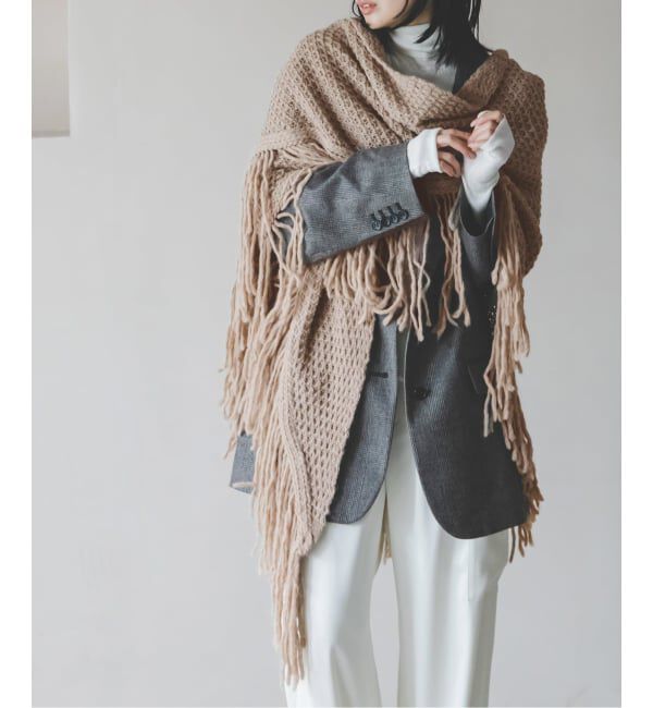 NOBLE「FRATTELLI TALLI/フラッテリ タッリ FRINGE STOLE」|ストール|ベージュ A