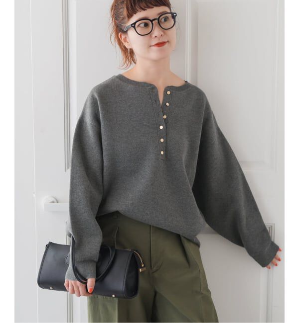 Spick and Span「《WEB限定カラー有り / 追加予約》メタルボタンヘンリーネックニット」|ニット・セーター|