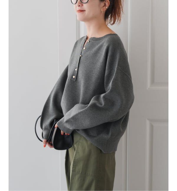 Spick and Span「《WEB限定カラー有り / 追加予約》メタルボタンヘンリーネックニット」|ニット・セーター|