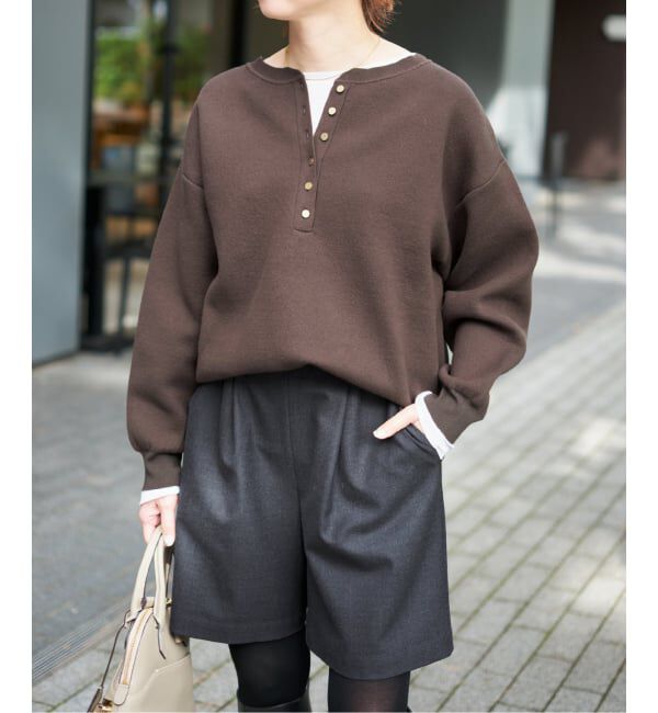 Spick and Span「《WEB限定カラー有り / 追加予約》メタルボタンヘンリーネックニット」|ニット・セーター|