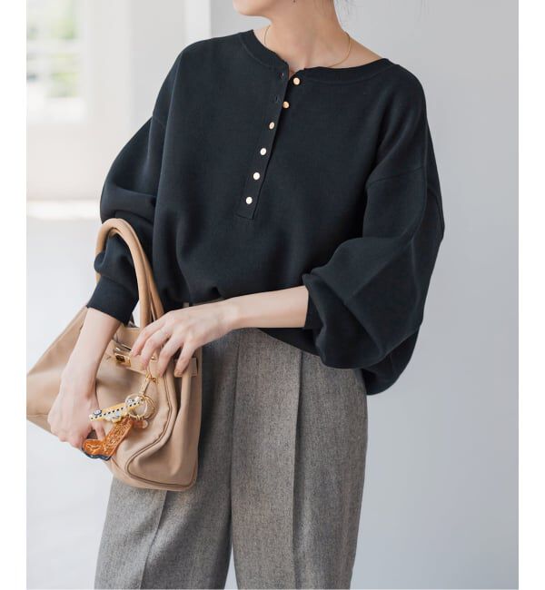 Spick and Span「《WEB限定カラー有り / 追加予約》メタルボタンヘンリーネックニット」|ニット・セーター|