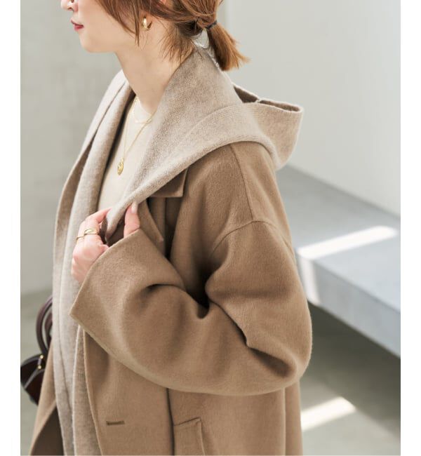 Spick and Span「《予約》ウールカシミヤフーディーストール」|ストール|ベージュ A