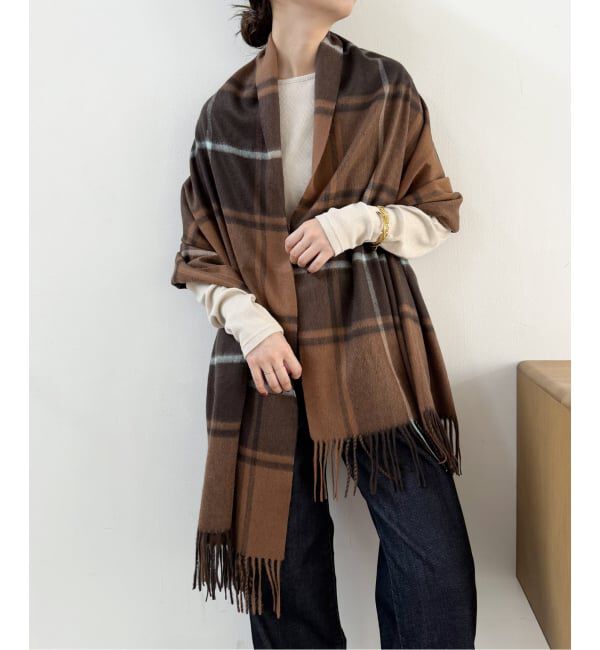 Spick and Span「《予約》Spick & Span カシミヤチェックストール」|ストール|ブラウン A